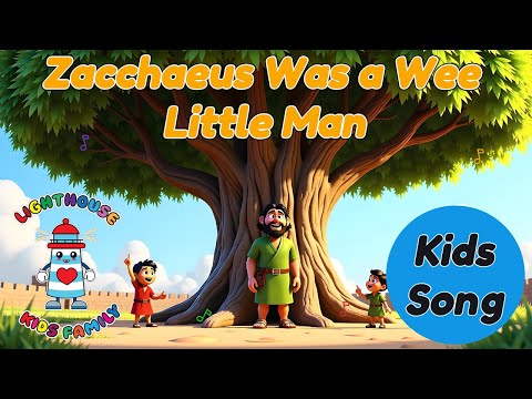 Zacchaeus Was a Wee Little Man| Kids Christian Song with Moving Lyrics | Lighthouse Kids Family