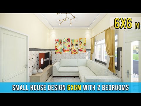 Small House Design 6x6 Meters Tiny House with 2 Bedroom