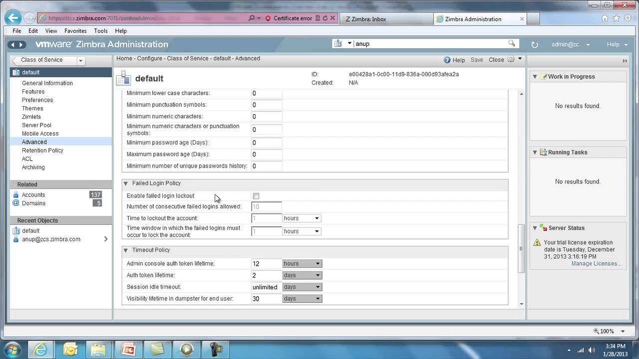 Zimbra 8 Admin Demo