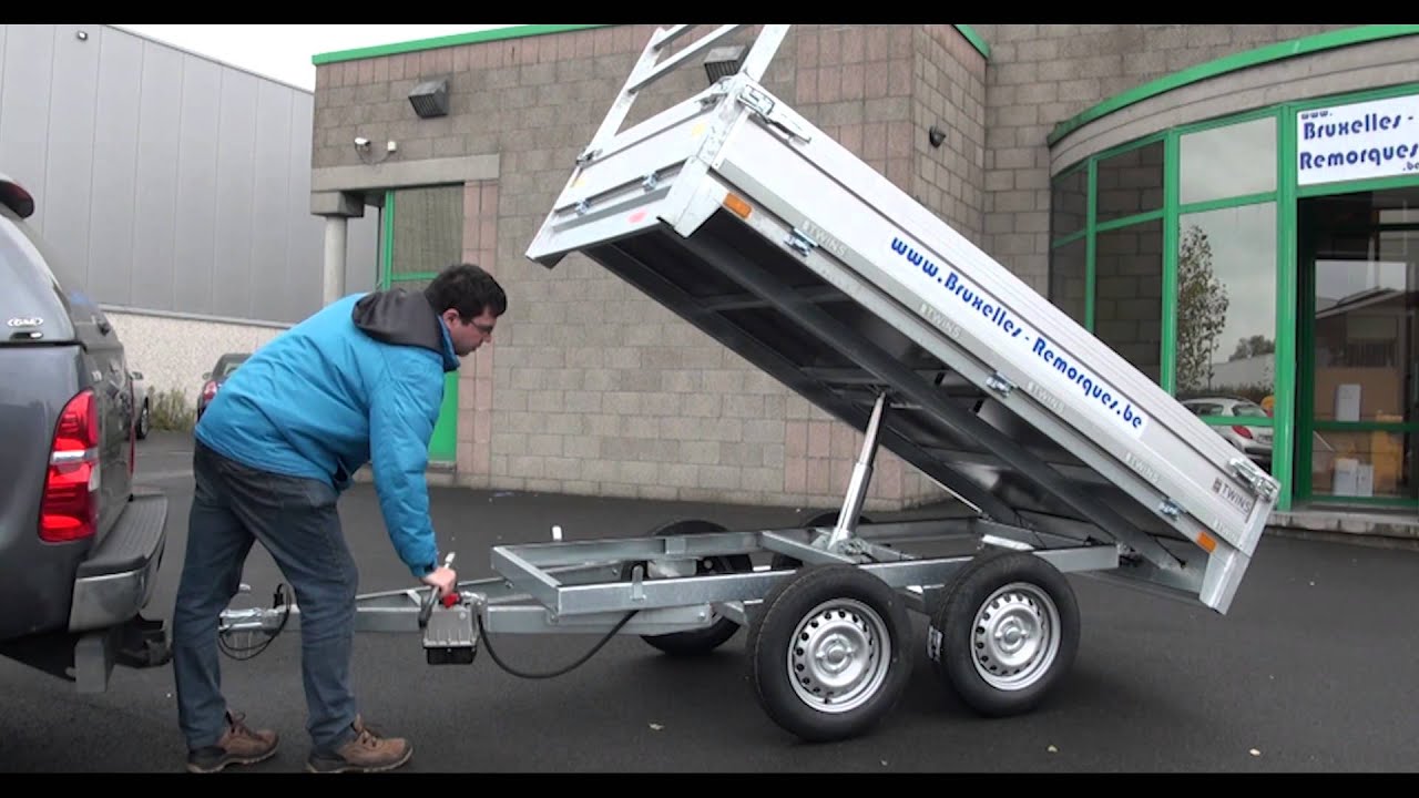 remorque benne basculante manuel double essieux 750kg