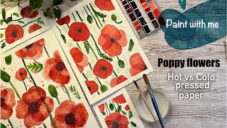 Painting poppy flowers in watercolors