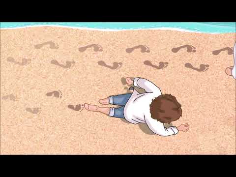 Footprints In The Sand (With Audio) - A Very Inspiring Poem | God's Love Animation