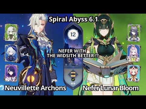 NEW !! C0 Neuvillette Archons Team & C0 Nefer Lunar Bloom - Spiral Abyss Floor 12 Genshin Impact 6.1