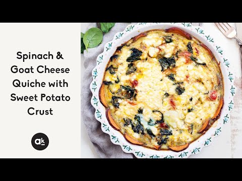 Spinach & Goat Cheese Quiche with Sweet Potato Crust