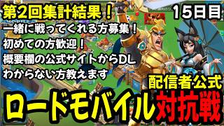 【ロードモバイル】現在何位？第2回集計結果！配信者対抗戦15日目！一緒に戦ってくれる方求む！※概要欄にやり方あります