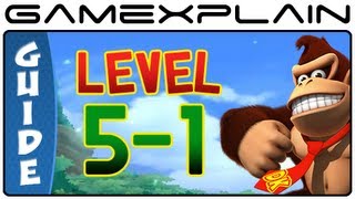 Donkey Kong Country Returns 3D: 5-1 Vine Valley (Puzzle Pieces, KONG Letters Guide, Walkthrough)