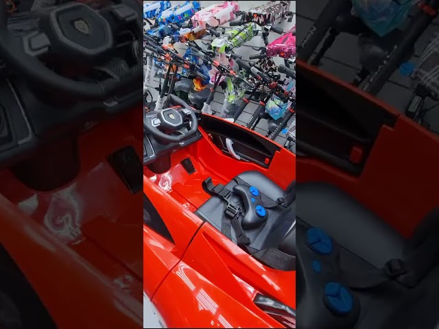 سيارات اطفال كهربائية  12V بمحركين مع أبواب قابلة للفتح مناسبة من عمر 2 إلى 5 سنوات بجهاز تحكم عن بعد ودواسة داخلية Myts Kids Lamborghini Style Super Sports Ride-on Car Blue