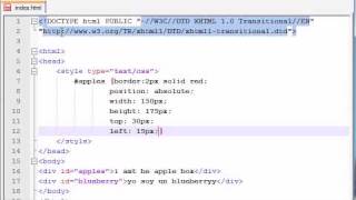 XHTML and CSS Tutorial - 36 - Absolute Positioning