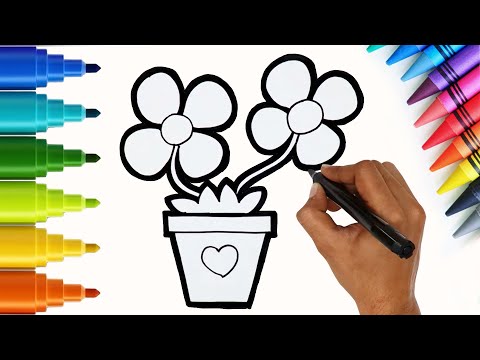 Vẽ và tô màu bông hoa đơn giản nhất | Vẽ Bông Hoa | How To Draw Flowers Plant | Nghệ thuật Chiki