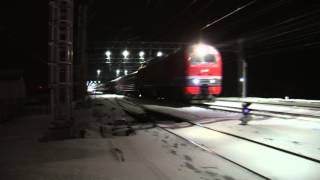 preview picture of video '[RZD] Night trains at Chudovo station / Ночные поезда в Чудово.'