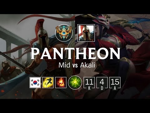 Pantheon Mid vs Akali - KR Challenger Patch 8.21