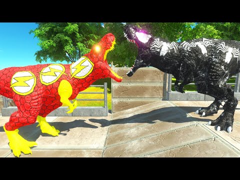 SPIDER MAN FLASH T REX DEATH CLIMB - Animal Revolt Battle Simulator