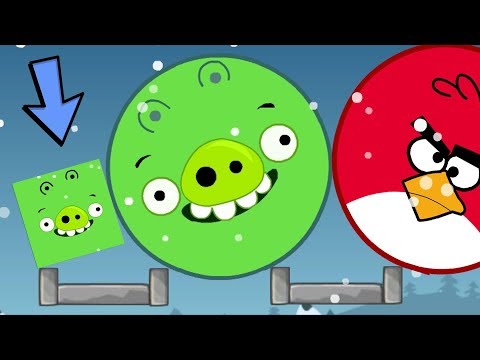 Angry Birds Kick Out Green Piggies - SQUARE PIG HELP GIANT ROUND PIG KICK OUT HUGE BIRDS!!