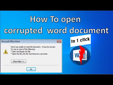 How To open corrupted  word document