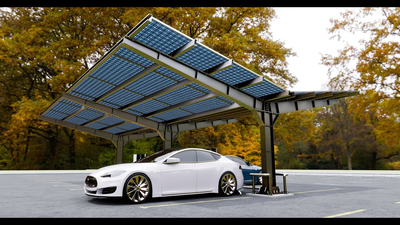 Y Type 4x2 Car Solar Carport 3D Model