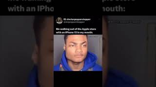 ME WALKING OUT THE APPLE STORE WITH AN IPHONE 15 PRO MAX IN MY MOUTH 😂 #shorts #iphone15 #nikeboi