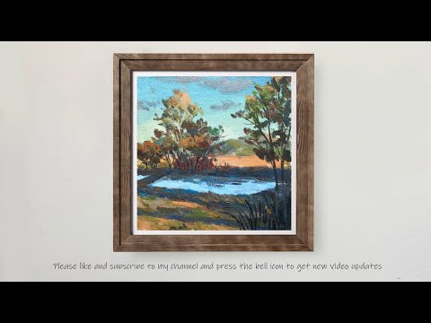 Landscape Painting for Beginners | Easy Acrylic | Pond Scene