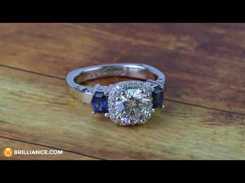 Custom Round Diamond & Sapphire Halo Ring (1 Carat)
