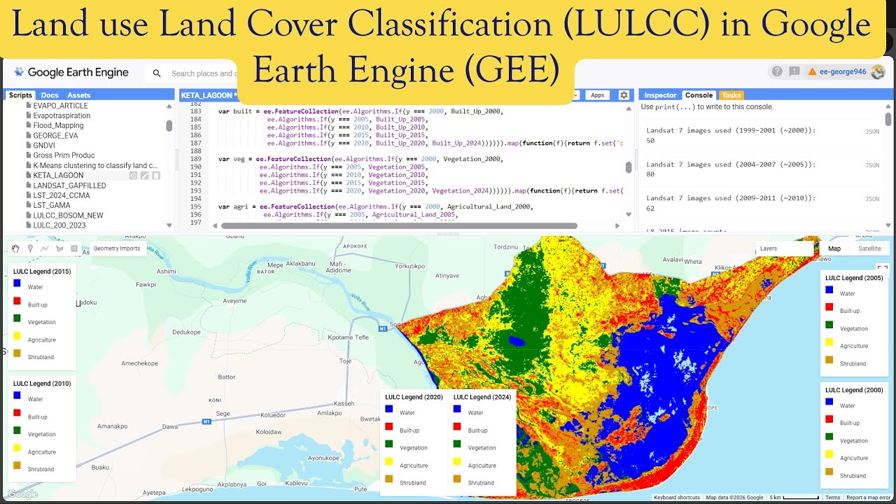 Land Use and Land Cover (LULC) Classification in Google Earth Engine | Step-by-Step Tutorial