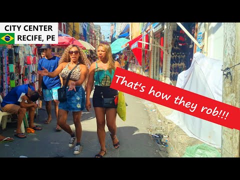 🇧🇷 Robbery caught on camera - city center of Recife, PE, Brazil. [4K] street walk. Dangerous streets