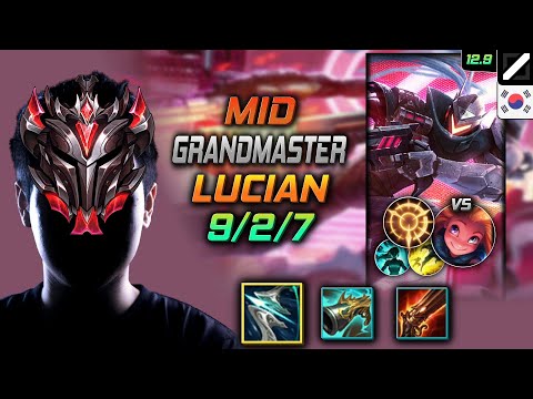 GrandMaster Lucian Mid vs Zoe - 천상계 미드 루시안 돌풍 집공 - LOL KR 12.9