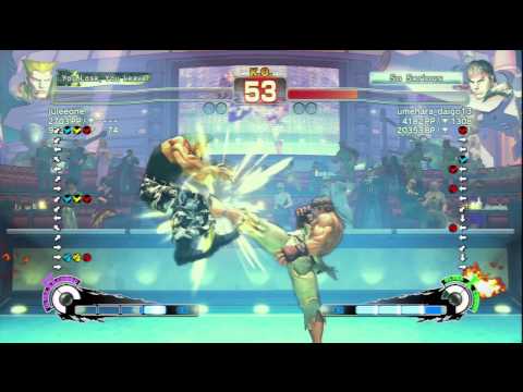 juleeone (Guile) Vs umehara_daigo13 (Ryu) SSF4 AE Ranked Matches - PSN