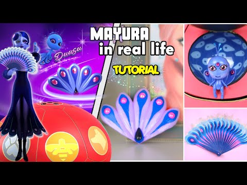 TUTORIAL Miraculous Ladybug characters | DIY Mayura's Hand Fan - peacock Miraculous and Duusu kwami