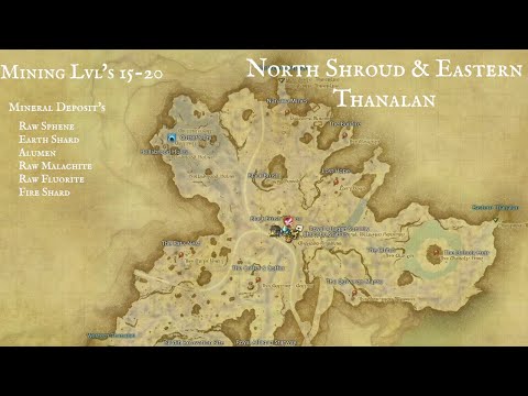 Final Fantasy XIV Online:  Mining Node Locations in North Shroud & East Thanalan LVL's 15-20