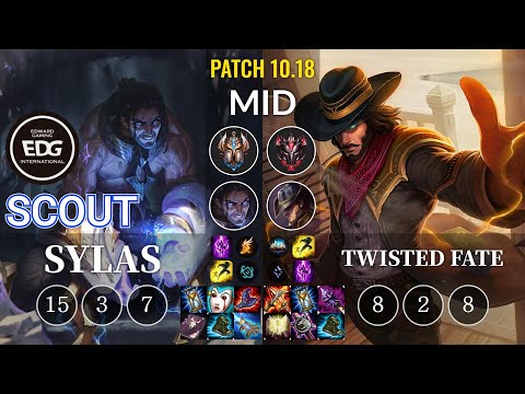 EDG Scout Sylas vs Twisted Fate Mid - KR Patch 10.18