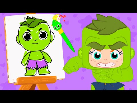 Learn the colors with Groovy The Martian and his drawings of Superheroes ⭐️