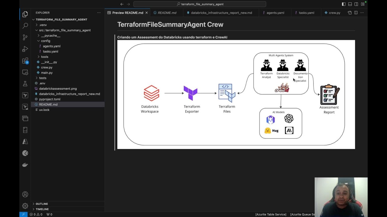 CrewAI - Agentes inteligentes criando um Assessment Report do Azure Databricks por apenas $0,02