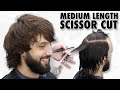 How To Cut Medium Long Men S Hair With Scissors Shears ️