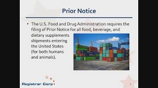 Filing Prior Notice with FDA