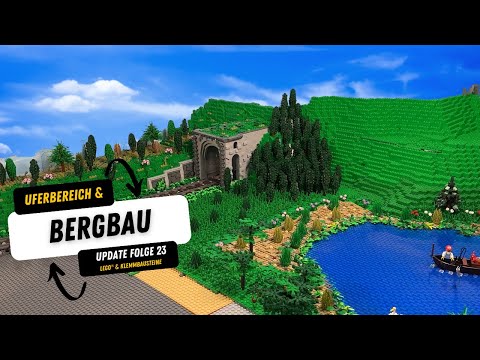 Übergang vom Tunnel zum Bergsee  - Tannen & Berg - Bau einer Lego & Klemmbaustein Stadt Folge 23