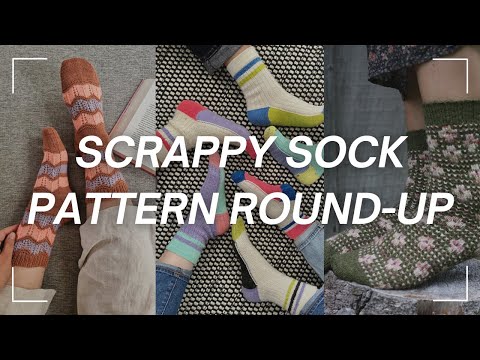 Scrappy Sock Pattern Round-Up, 30 Scrappy Sock Knitting Patterns, Sock Inspiration, Knitting Podcast