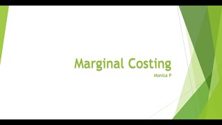 Concepts of marginal costing