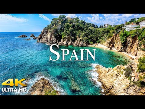 FLYING OVER SPAIN (4K UHD) Amazing Beautiful Nature Scenery with Relaxing Music | 4K VIDEO ULTRA HD