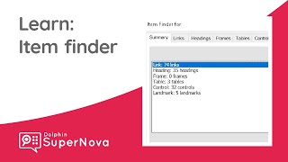 Learn SuperNova: Item Finder