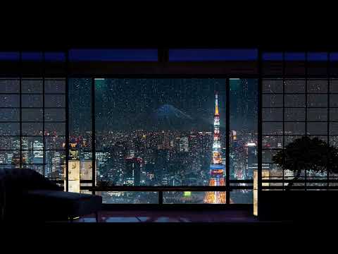 Rain Over Tokyo w Distant Rolling Thunder Sounds for sleep, study, relaxation | ASMR 4K