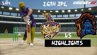 Kolkata Knight Riders vs Chennai Super Kings 16th IPL Match 2022 - Cricket 22 Gameplay 1080P 60FPS