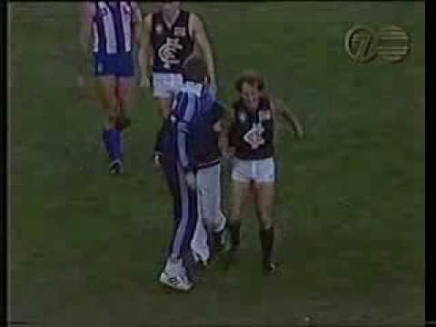 Alex Marou's miracle hamstring recovery!   North Melbourne v  Carlton VFL 1985.