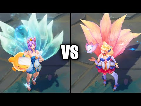 Spirit Blossom Springs Ahri vs Star Guardian Ahri Skins Comparison (League of Legends)