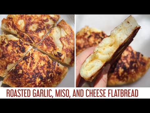 No-Bake Roasted Garlic, Cheese, & Miso Flat Bread (Vegan)