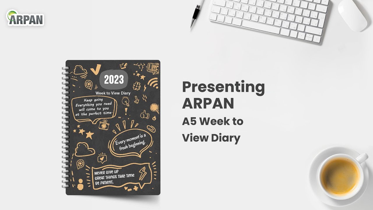 2023 Week to View Diary, Stunning Slogan Art A5 Weekly, Monthly Planner Hardback Cover ST-2067