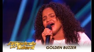 Amanda Mena: Mel B Sends A GOLDEN BUZZER Message To All Bullies! | America&#39;s Got Talent 2018
