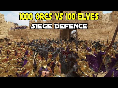 1000 Orcs vs 100 Elves Siege Defence - Mount & Blade 2: Bannerlord LOTR Mod