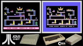 Atari 8-bit vs C64 : HENRY'S HOUSE (Side by side comparison)