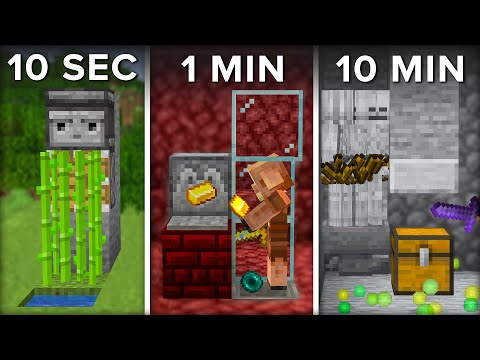 Minecraft Farm In 10 SECONDS, 1 Minute & 10 Minutes