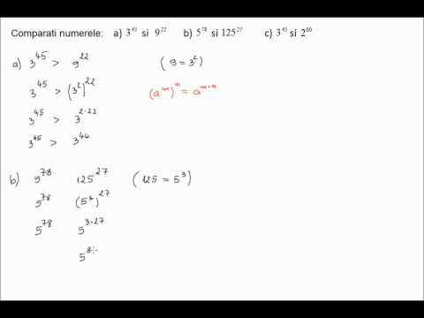 Compararea puterilor folosind reguli de calcul cu puteri (5a65)