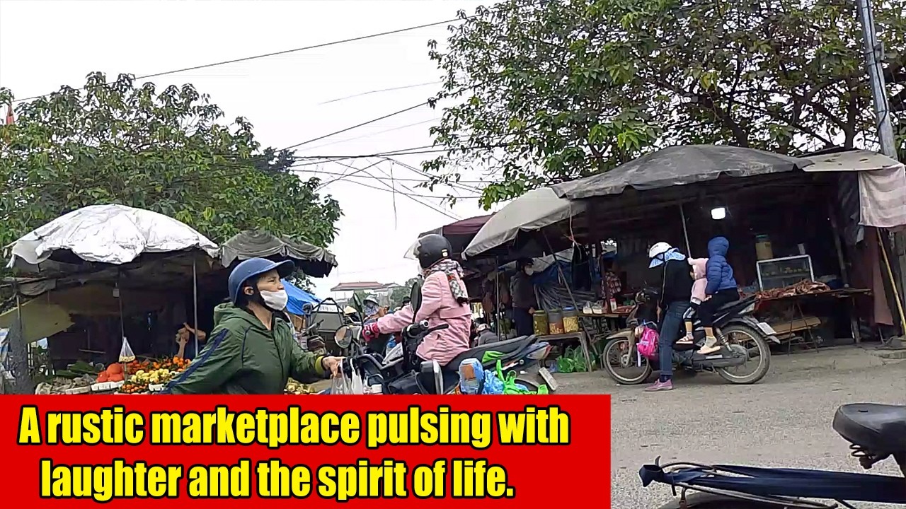 A rustic marketplace pulsing with laughter and the spirit of life.